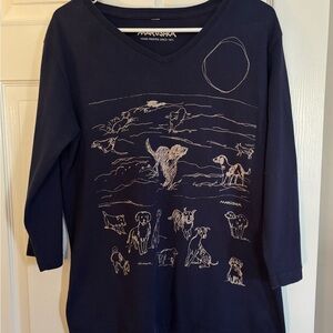 Manusha Navy Dog Print Long Sleeve Top